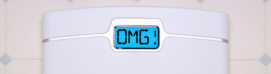 OMG on scales signifying weight gain
