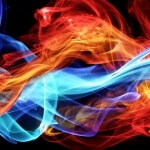 Swirling image of fire and ice