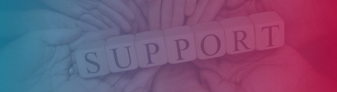 The word Support supported by many hands