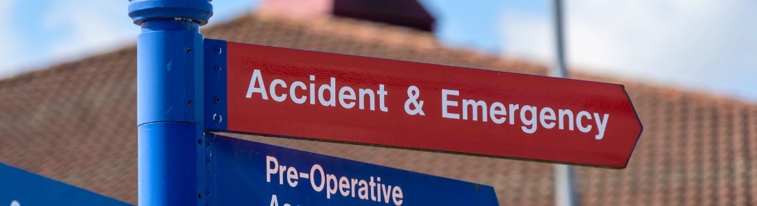 Sign to accident and emergency department